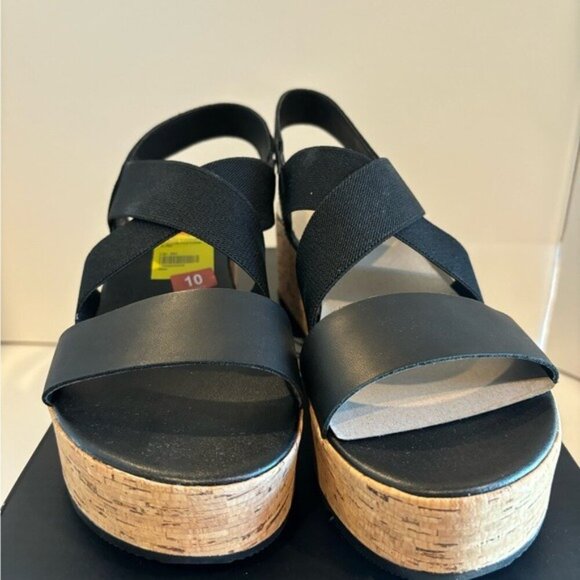 Sorel Women’s Cameron Flatform Slingback Black Cork Sole Sandal shoes Size 10 - Picture 10 of 13